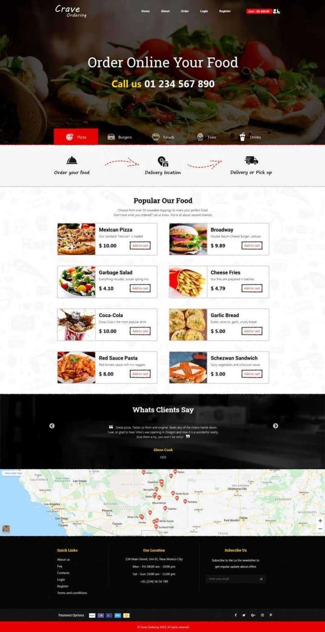 红色响应式美食餐饮外卖在线订餐网站苹果CMS模板