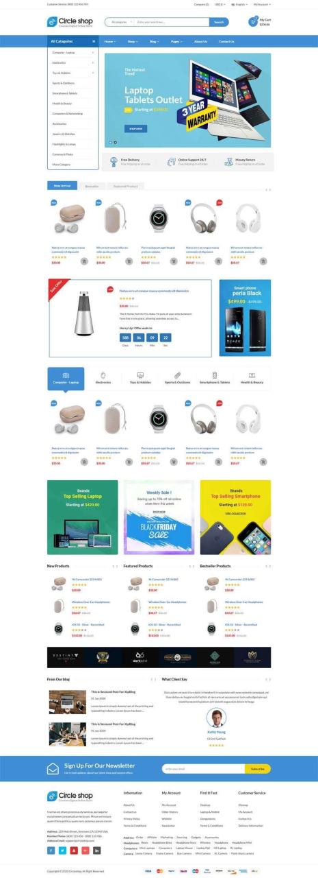 蓝色响应式电子数码产品销售商城网站苹果CMS模板