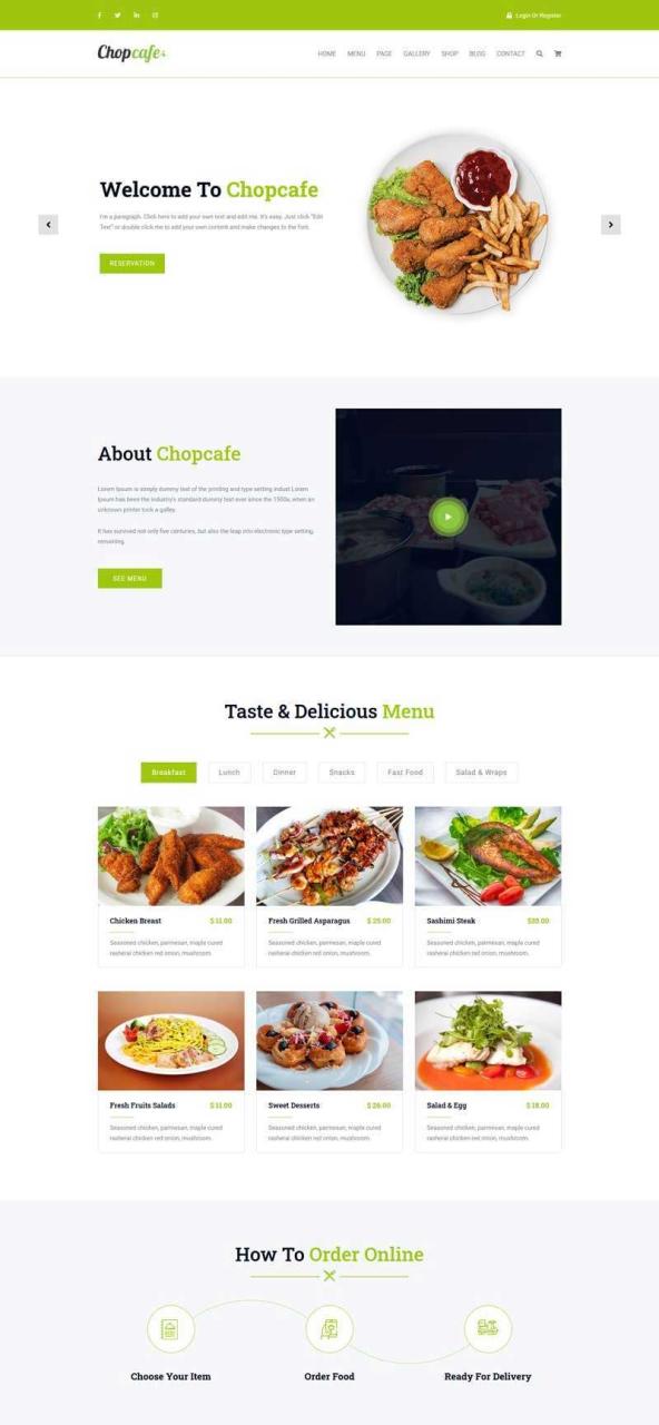 绿色宽屏大气响应式美食餐饮企业网站苹果CMS模板