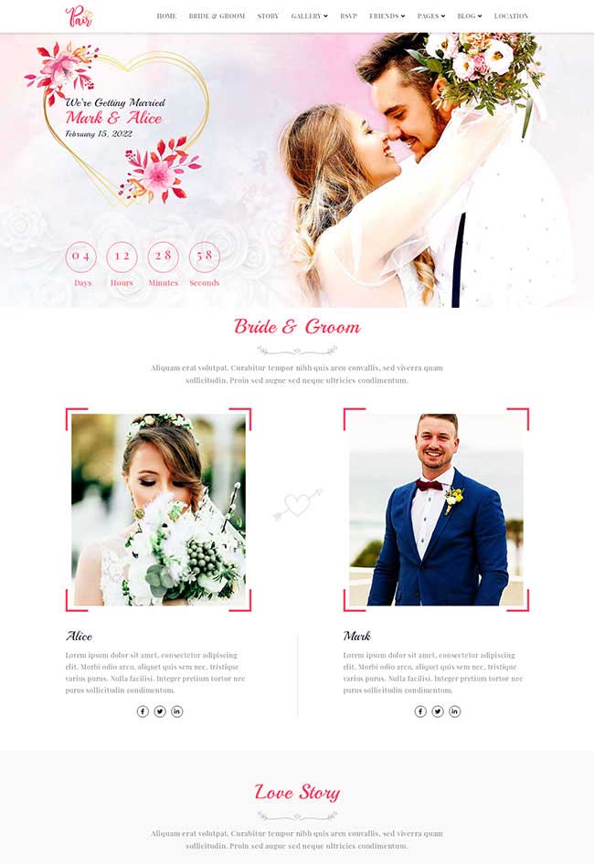 响应式婚纱摄影婚礼策划公司网站苹果CMS模板